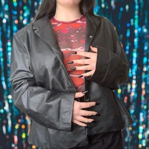 Vintage Black Leather Coat